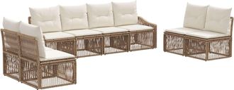 vidaXL Conjunto De Sof&aacute;s De Jard&iacute;n 8 Uds. Beige Rat&aacute;n Sint&eacute;tico Vidaxl