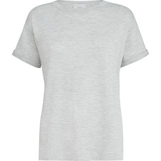 Brunello Cucinelli Cashmere and silk lightweight sweater in Light Grey at Nordstrom, Size Xx-Large Eu