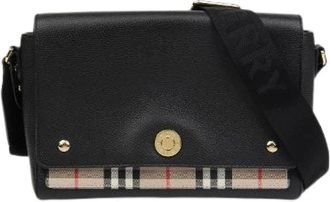 Burberry Pre-owned Cross Body Bags, female, Black, Size: ONE SIZE Pre-owned Vintage Check Note Shoulder Crossbody Bag