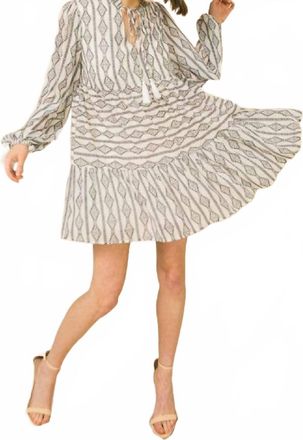 Flying Tomato Somewhere To Go Printed Long Tunic Top In Off-White / Black Print