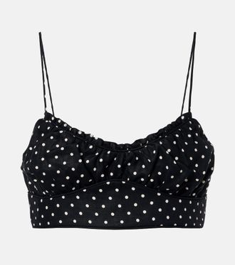 Faithfull The Brand Lucia polka-dot linen crop top