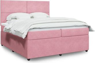 vidaXL Vidaxl - Cama Box Spring Con Colch&oacute;n Terciopelo Rosa 200x200 Cm