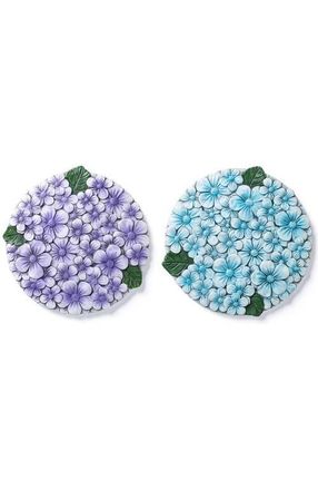 Glitzhome Set of 2 Cement Blue and Purple Hydrangea Textured Stepping Stones at Nordstrom, Size Medium