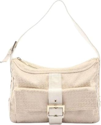 Fendi Pre-owned Micro FF Canvas Leather Schoudertas - Dames - Vintage Schoudertas - Beige - ONE Size - Leer - Vintage