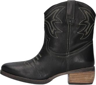 Notre-V Schoenen, Dames, Zwart, 37 EU, Leer, 851 Enkellaarsjes