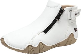 Generic Orthopedic Sneakers for Women Slip on Leather Boots Outdoor Comfy Arch Support Daily Walking Shoes Side Zipper High Top Loafer Ultralight Barefoot Ank