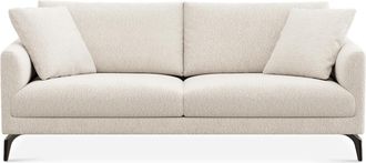 Castlery Lena Sofa Customized, (Performance Boucle) Cream (Matte Black Legs), Spill Resistant, Removable Covers for Sofas, Castlery