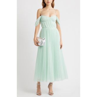 Chelsea28 Cold Shoulder Chiffon Cocktail Dress in Seafoam at Nordstrom, Size X-Small