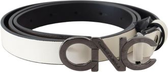 Costume National Womens Mettalic Leather Logo Womens Belt