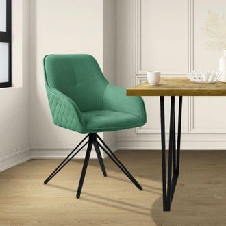 ML Design ML-Design Silla de Comedor Giratoria con Respaldo y Reposabrazos Asiento Verde de Tela Tejida Tapizado con Patas de Metal Sillón Diseño Ergonómico