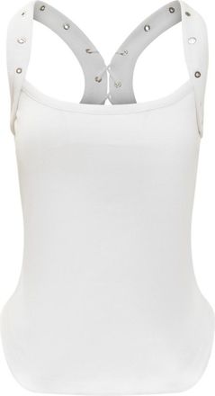 The Attico White Solid Scoop Neck Top
