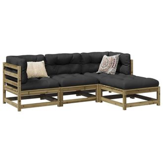 Berkfield Home 4 Piece Garden Sofa Set Impregnated Wood Pine in Brown