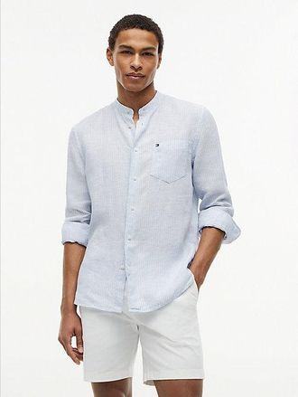 Tommy Hilfiger Regular Fit Washed Linen Pinstripe Shirt