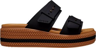 Crocs Brooklyn Buckle Low Wedge Black 209978-001 Womens