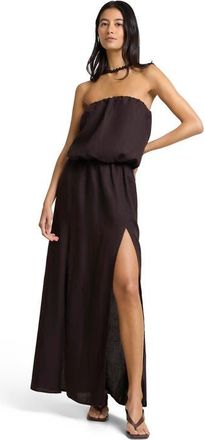 Onia Air Linen High Slit Maxi Dress in Espresso at Nordstrom, Size X-Large