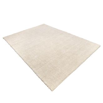Macabane Alfombra rectangular de lana rizada color marfil de 200x290 cm