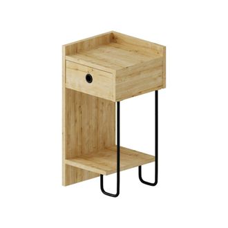 Dmora Mesita Cedro, Un Caj&oacute;n, 2 Estantes, Puerta Corredera, 32x30x61h Cm Marr&oacute;n Roble