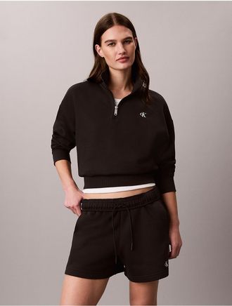 Calvin Klein Jeans Calvin Klein Womens Monogram Fleece 1/4 Zip Sweatshirt - Black - XL