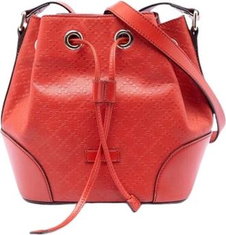 Gucci Pre-owned Bright Bucket Bag - Dames - Vintage Tas - Rood - ONE Size - Leer - Vintage