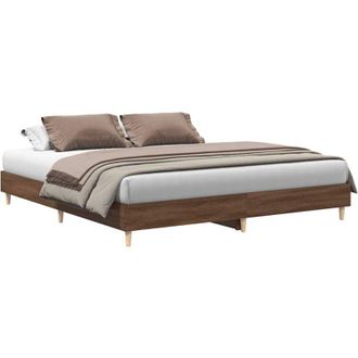 vidaXL Estructura de cama sin colchón madera marrón roble 160x200 cm Vidaxl