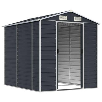 Berkfield Home Garden Shed Anthracite 191x215x198 cm Galvanised Steel in Dark Grey | Size: 191 x 215 x 198 cm