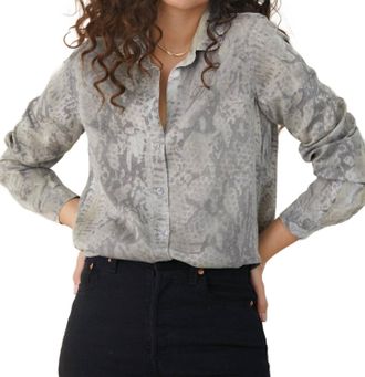 Bella Dahl Classic Button Down Shirt In Hand Painted Snake Print