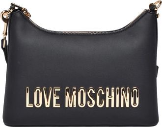 Love Moschino Black Polyurethane Gold-Hardware Shoulder Bag