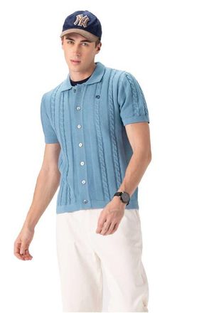 Members Only Mens JC Polo Cable-Knit Sweater in Slate at Nordstrom, Size Xx-Large