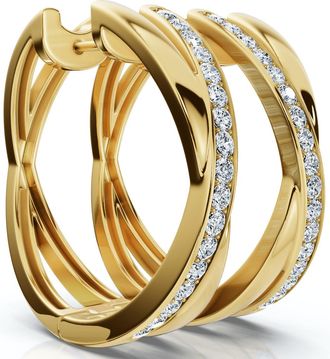 Pompeii3 1/2Ct Diamond Hoops 1 Tall 10k Gold Lab Grown EF/VS