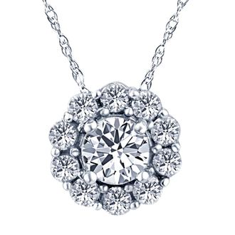 Pompeii3 1ct Diamond Halo Pendant 14K White Gold