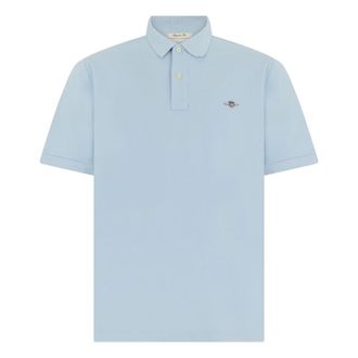 GANT Polo Shirts, male, Blue, Size: L Reg Shield SS Pique Polo