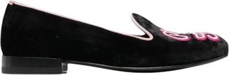 Scarosso Lady Nolita Zwarte Velvet Loafers - Dames - Loafers - Zwart - 35 EU - Schoenen