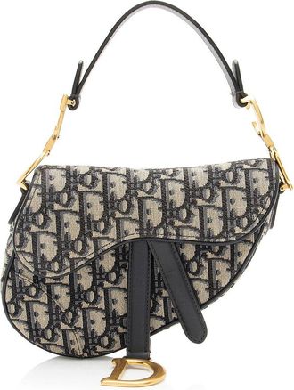 Dior Blue Leather Oblique Saddle Mini Bag (Authentic Pre-Loved)