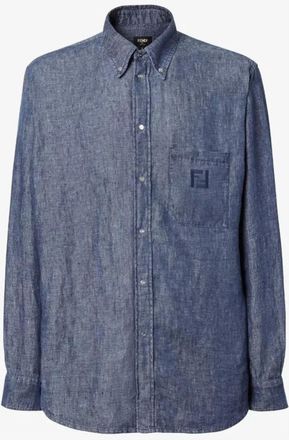 Fendi Denim Shirts, male, Blue, Size: M E26 Shirt