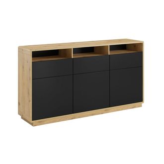 Petits Meubles Buf&eacute; 3 puertas 3 cajones paneles hdf negro mate y madera