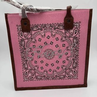 Montana West Bandana Rhinestone Howdy Conceal Carry Tote In Pink