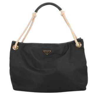 Prada Pre-owned Tote Bags, female, Black, Size: ONE SIZE Pre-owned Vintage Nylon Tote Bag