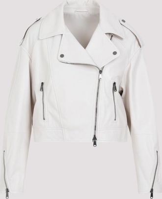 レザージャケット・コート BRUNELLO CUCINELLI Women Jackets MPNGI2765 C7872 WHITE Women's Brunello Cucinelli Leather Jackets - up to −80