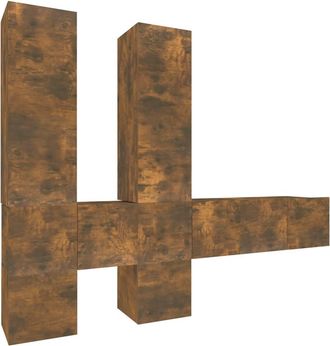 vidaXL Set De Muebles De Tv 7 Pzas Madera Contrachapada Roble Ahumado Vidaxl