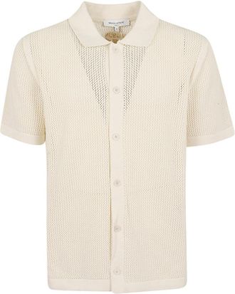 Maison Kitsun&eacute; Natural Knitted Shirt Collar Cardigan