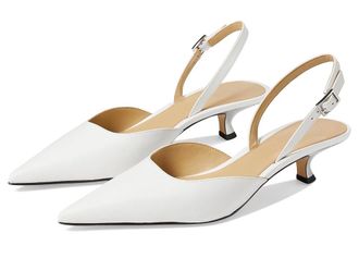 Michael Kors Luna Kitten Sling Pumps High Womens Heels Optic White : 6 M, Leather/Rubber