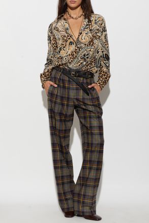 Etro Silk Shirt With Print, Womens, Beige