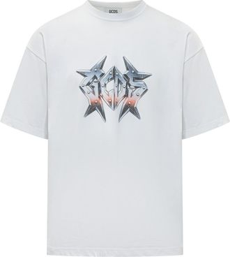 GCDS White Graphic Crew Neck T-Shirt