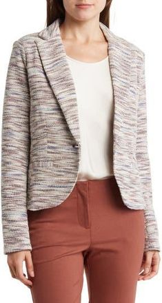 Amanda + Chelsea Classic One-Button Tweed Blazer in Rust Navy Multi at Nordstrom Rack, Size X-Small