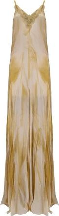 Elisabetta Franchi Maxi Jurken - Dames - Maxi kleedjes - Beige - S - Katoen - Kleedjes
