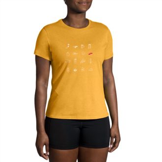 Brooks Distance Short Sleeve 2.0 T-Shirt In Heather Sun Glow/icons