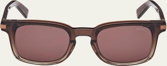 Ermenegildo Zegna Mens Acetate Rectangle Sunglasses
