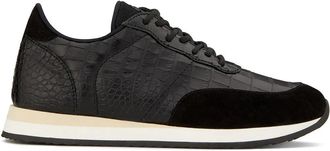 Giuseppe Zanotti Black Jimy Textured Suede Accents Leather Sneakers