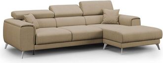 Divani.Store Divani.store - Fusion Sof&aacute; Esquinero Con Asientos Desmontables En Tela Suave Antimanchas 260 Cm Izquierdo Beige