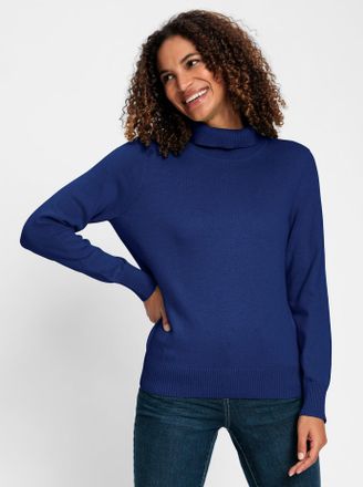 Casual Looks Rollkragenpullover CASUAL LOOKS Pullover, Damen, Gr. 36, blau (royalblau), 100% Baumwolle, Pullover Rollkragenpullover